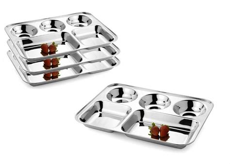 Buy Bartan Star Stainless Steel 5in1 Partition Plate Silver Set Of 4