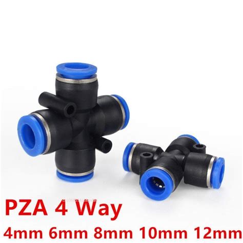 Pza Pneumatic Plastic Cross Way Fitting Fittings Quick Connectors