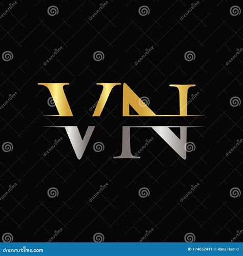 Creative Letter Vn Logo Vector Template With Gold And Silver Color Vn