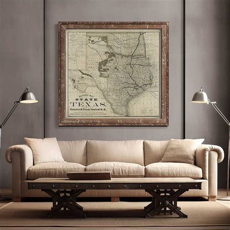 Old Map of Texas 1876 Vintage Historical Wall map Antique Ma - Inspire ...