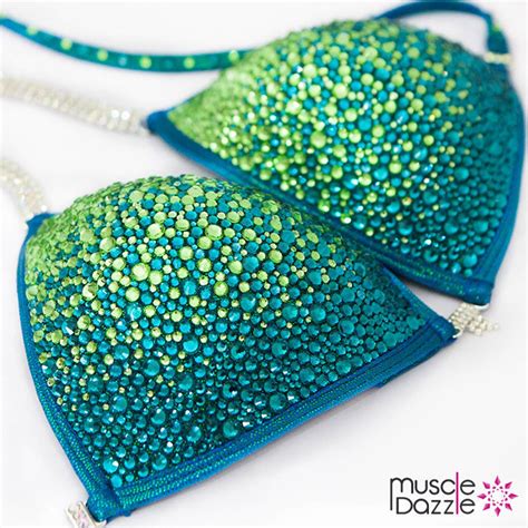 Blue Green Crystal Competition Bikini Suit CB Etsy Australia
