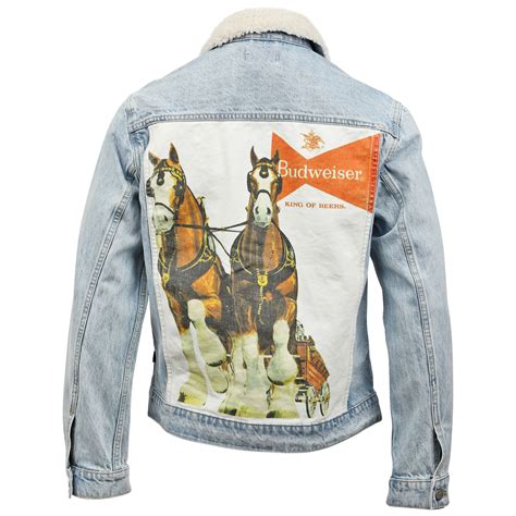 Budweiser Anheuser-Busch Sherpa Trucker Jacket with Clydesdale Print