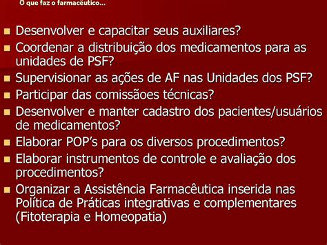 O Papel Do Farmac Utico Em Uma Unidade De Sa De Ppt Carregar