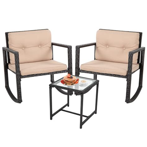 Buy Fdw Wicker Patio Furniture Outdoor Bistro Set Rocking Chair 3 Piece Rattan Conversation