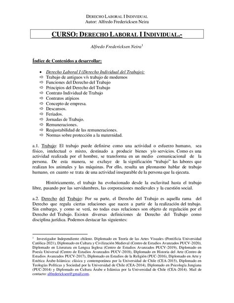 Calaméo Cuadernillo Derecho Laboral I Alfredo Fredericksen Neira