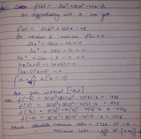 Find The Absolute Maximum And Absolute Minimum Of F X 8x 3 81x 2