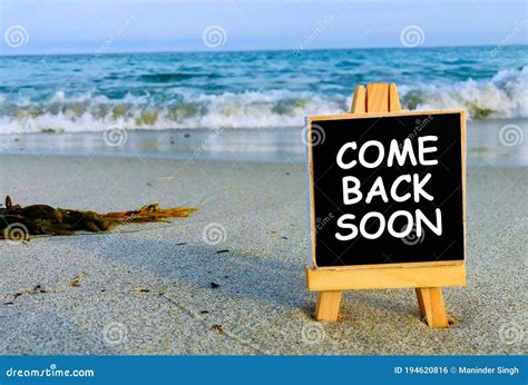 Come back soon stock photo. Image of board, soon, background - 194620816