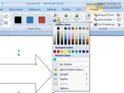 Apply A Color Outline To A Shape In Word 2007 YouTube