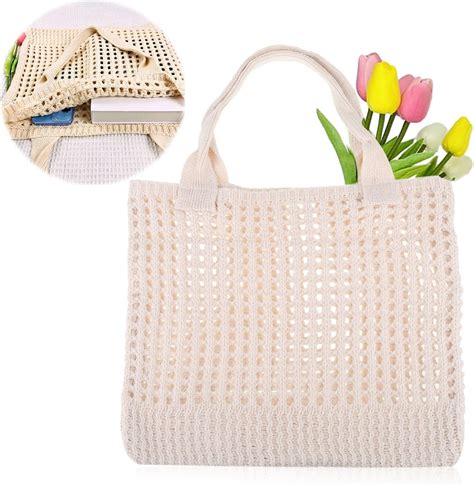 Häkeltasche Damen Gehäkelte Tasche Boho Tasche Mesh Strandtasche