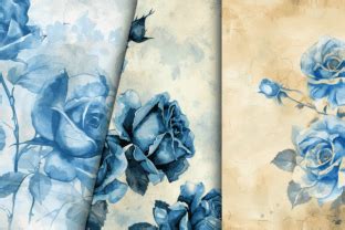 Watercolor Blue Rose Digital Papers Graphic By Regulrcrative Creative