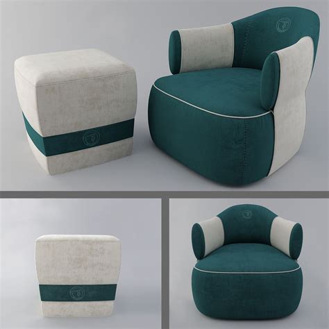 Trussardi Casa Larzia Chair With Pouf 414 Ottomans 3D Model 22 Max