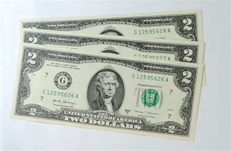 Set Of Lucky Two Dollar Bills Uncirculated Consecutive Bills New