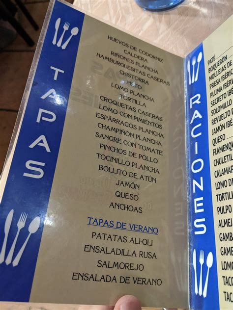 Carta de Restaurante Horno de Sebastián Linares