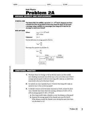 Holt Physics Problem A Answers Fill Online Printable Fillable