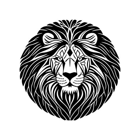 Premium Vector | Lion head black and white vector icon