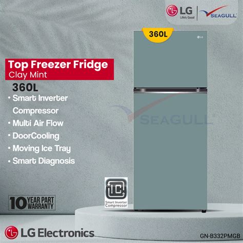 Lg Top Freezer Fridge In Clay Mint Finish Gn B332pmgb 360l Aircon