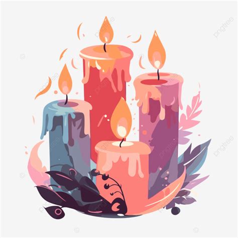 Vela De Adviento Clipart Tres Velas Encendidas Con Hojas Y Flores Icono