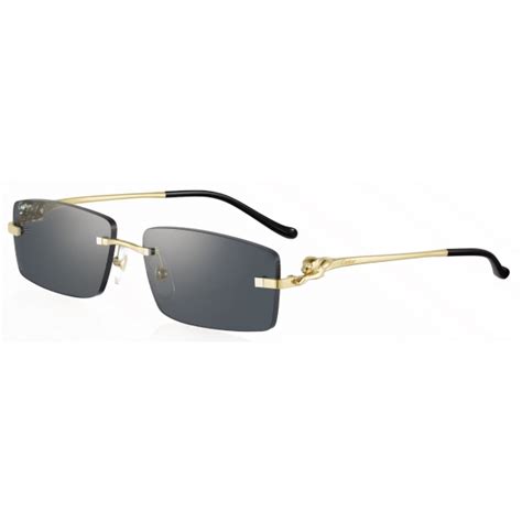 Cartier Rectangular Gold Grey Lenses Panth Re De Cartier