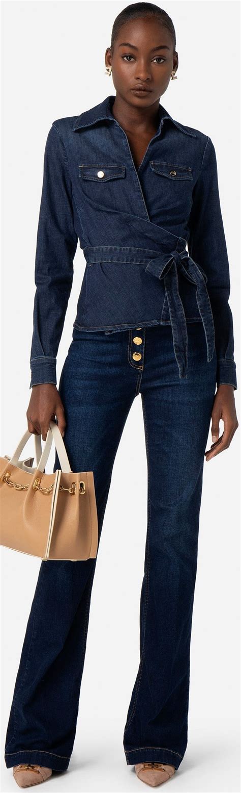 Elisabetta Franchi F W 23 Denim Fashion Denim Details Jeans Fabric