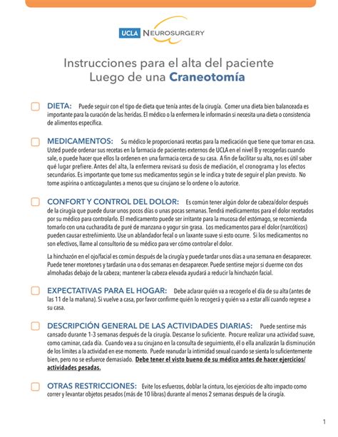 Instrucciones Para El Alta Del Paciente Luego De Una