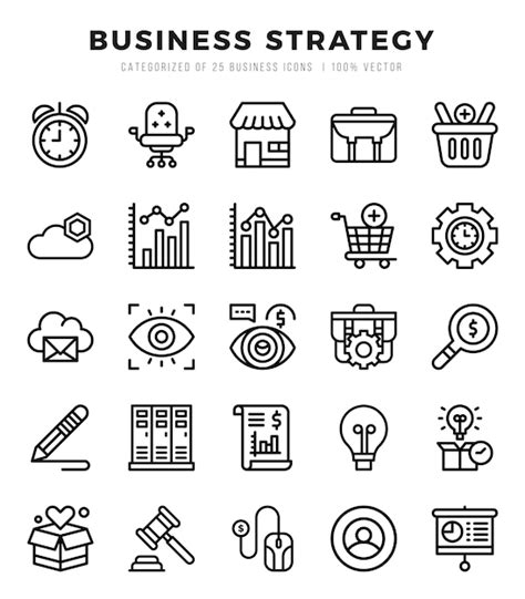 Premium Vector Business Strategy Icons Set Vector Illustration