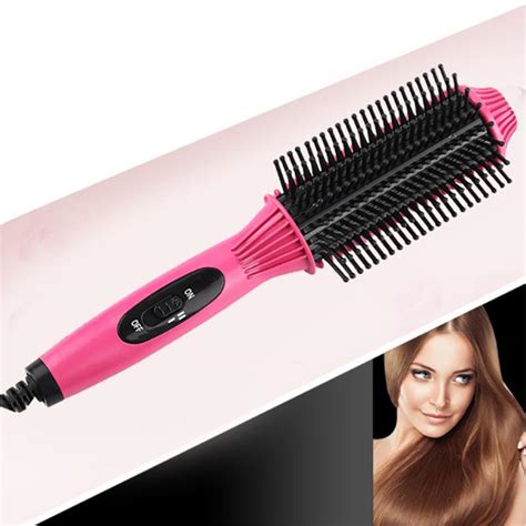 Cheap Electric Heating Comb Hair Straightener Curler Professional Salon One Step Dry And Wet Two