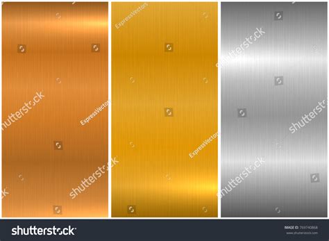 Collection Bright Brushed Metallic Textures Shiny Stock Vector Royalty