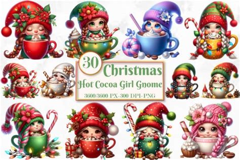 Christmas Hot Cocoa Girl Gnomes Clipart Graphic By PinkDigitalArt Creative Fabrica