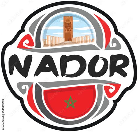 Nador Morocco Flag Travel Souvenir Sticker Skyline Landmark Logo Badge