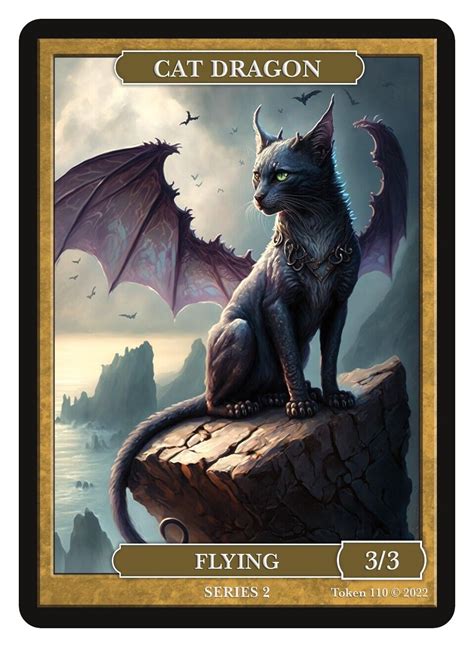 Cat Dragon Token Givememana Tokens Series Mtg Magic Wasitora Nekoru