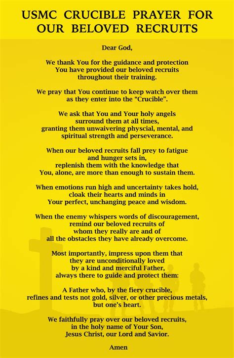 Usmc Crucible Prayer For Our Beloved Recruits Written For And In