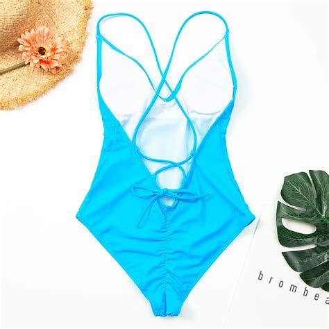 Women Swimwear Sexy High Cut One Piece Swimsuit Backless Swim Suit