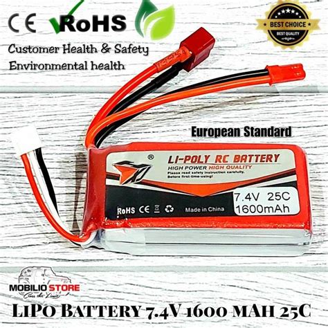 Jual LiPo 2S Battery 7 4V 1600 MAh 25C Dual Socket T Plug JST Baterai