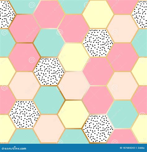 Vector Geometric Seamless Repeating Pattern With Hexagonal Honey Comb