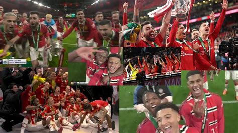 Manchester United Players Celebrating Carabao Cup Win Man United Carabao Cup Final