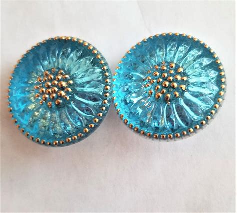 Czech Button Turquoise 18mm Retired Etsy Diy Fashion Jewelry