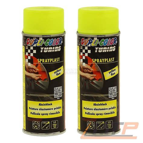 2x 400ml DUPLI COLOR SPRAY PLAST GELB FLOURESZIEREND SPRÜH LACK FELGEN