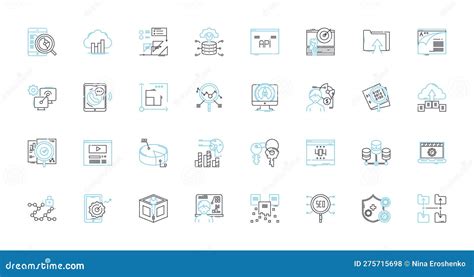 Cyber Security Linear Icons Set Encryption Firewall Malware