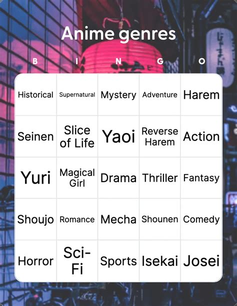 Anime Bingo: Printable & Customizable - Bingo Card Creator