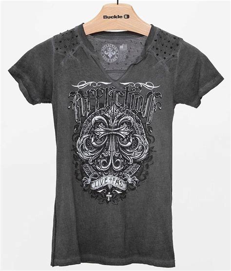 Affliction Expression T Shirt Womens T Shirts In Charcoal Oil Stain