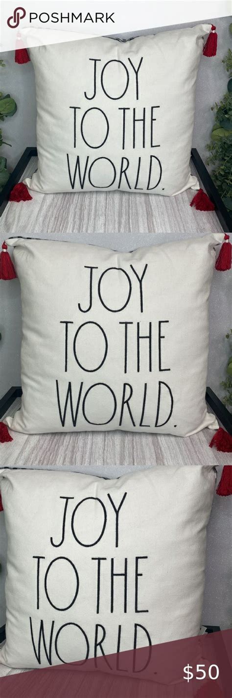 Nwt Rae Dunn Joy To The World X Christmas Xmas Holiday Pillow