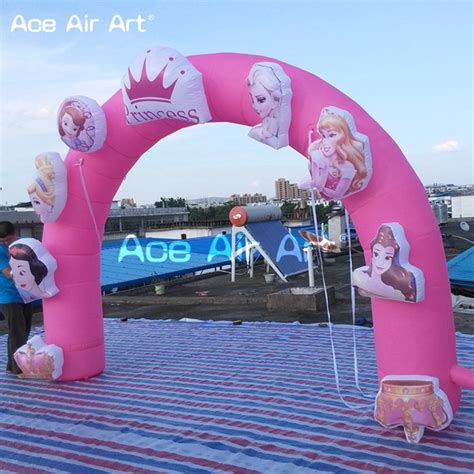 Custom Made Beautiful Pink Inflatable Princess Arch With Led Light For