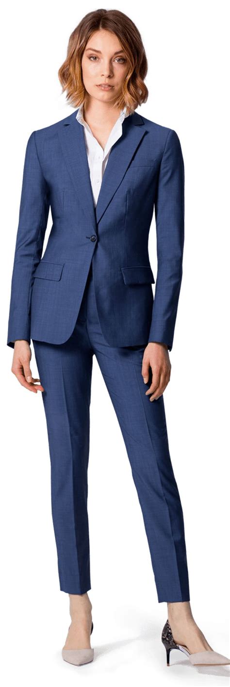 Navy Blue Linen Pant Suit With Peak Lapels Womens Suits Business