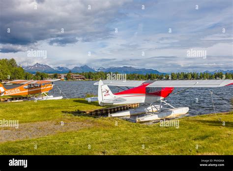 Seaplane or floatplane at Lake Hood Seaplane Base the world's busiest seaplane base located in ...