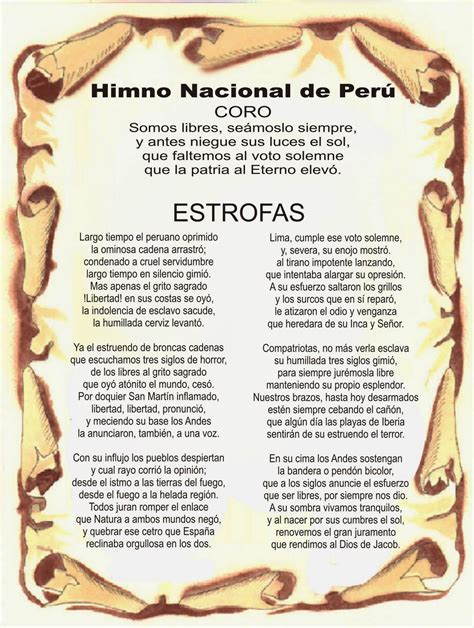 El Baúl de la Historia de Perú EL HIMNO NACIONAL DEL PERÚ EL CORO y