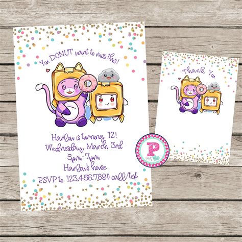 Lankybox Birthday Party Invitation With Matching Thank You Etsy Australia