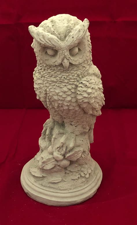 Owl Statue Cement Owl Garden Decor Concrete Owl Statue Etsy