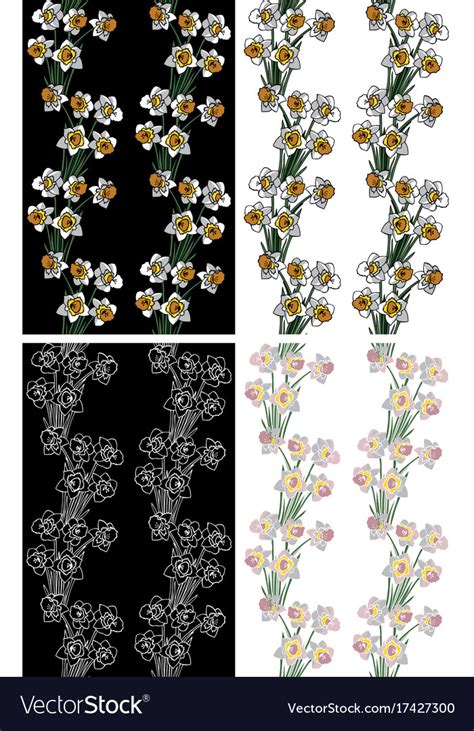 Seamless Pattern Flowers Narcissus Royalty Free Vector Image