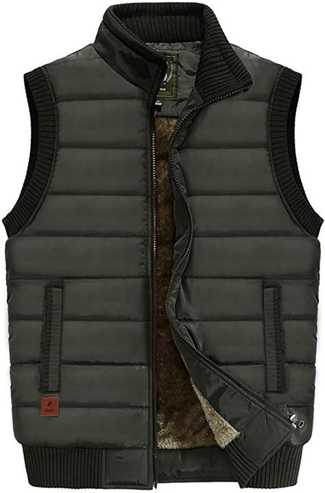 Vtuaol Mens Outerwear Vest For Men Winter Puffer Vests Fleece Lined Outdoor Warm Sleeveless