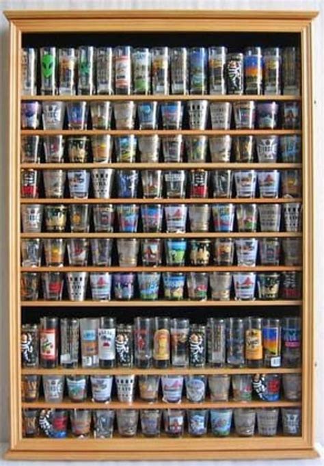 Large 144 Shot Glass Display Case Holder Cabinet Shadow Box Etsy